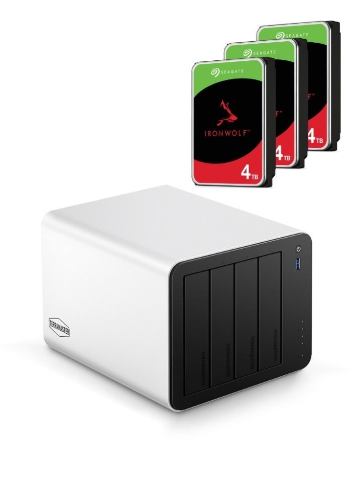 TERRAMASTER F4-425 Plus NAS Storage – 4Bay Intel N150 Quad-Core CPU, 16GB RAM DDR5, 5GbE LAN x 2, M.2 Slot x 3, Network Attached Storage for Teamwork, Multimedia Server 12TB Bundle with 3 X 4TB Seagate IronWolf - Image 1